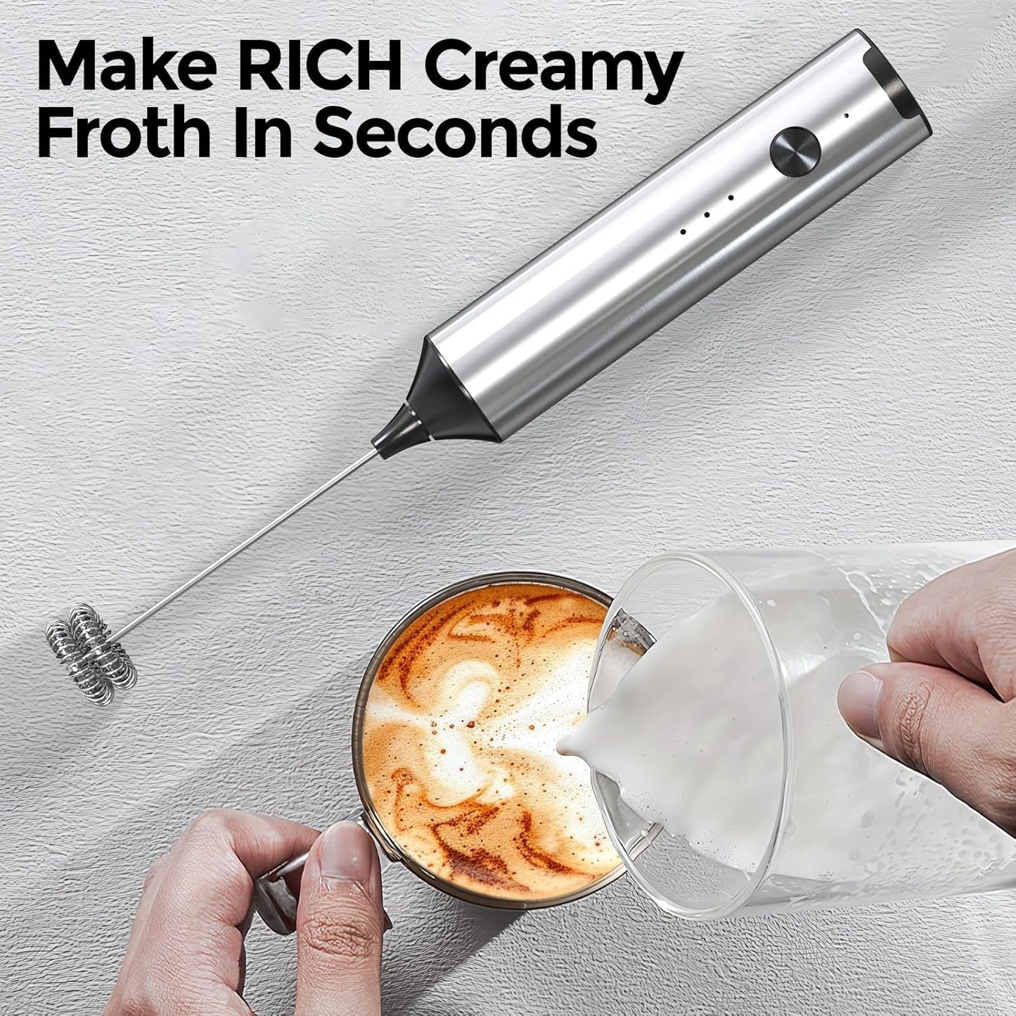 YARRAMATE Glass Olive Oil Sprayer - 16oz | Black Espresso Cup & Rechargeable Milk Frother
