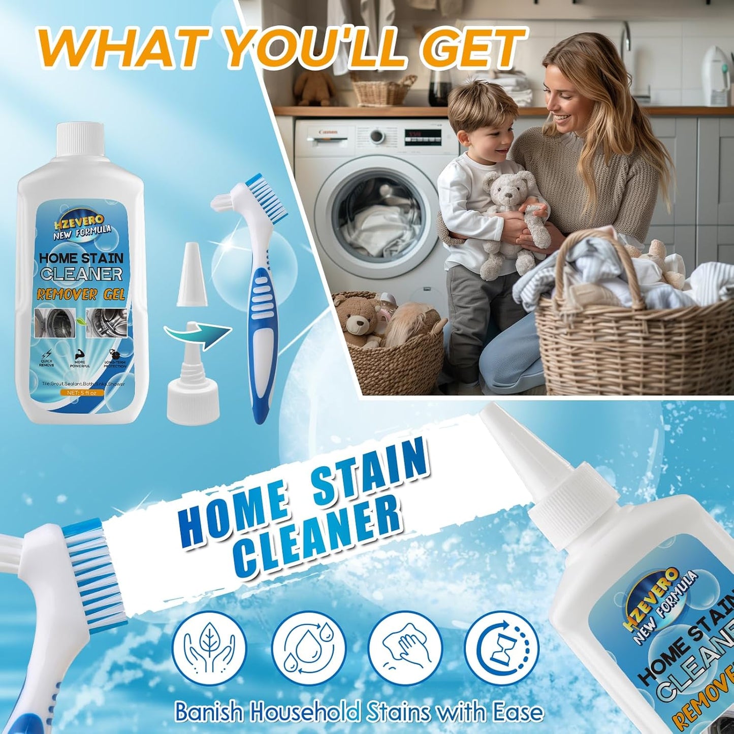 Skiennix Mold Stain Remover Gel - Effective Washing Machine Cleaner for Rubber Seals | 5 Fl Oz
