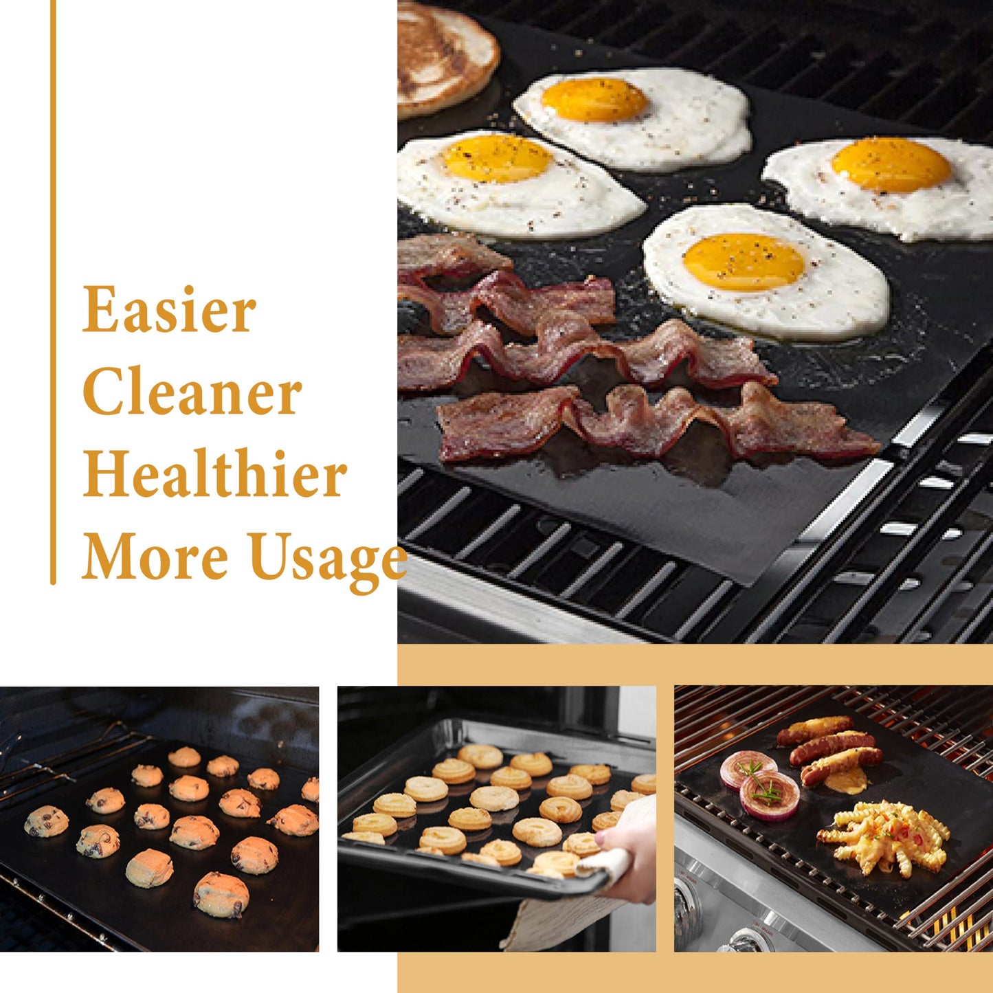 Oven Liners for Bottom of Oven, 2 Pack Large Thick Heavy Duty 100% Non-stick Reusable Teflon Oven Mat, 17”x25” Baking Mat for Electric, Gas, Toaster Ovens, Grills,Kitchen Friendly Cooking Accessory