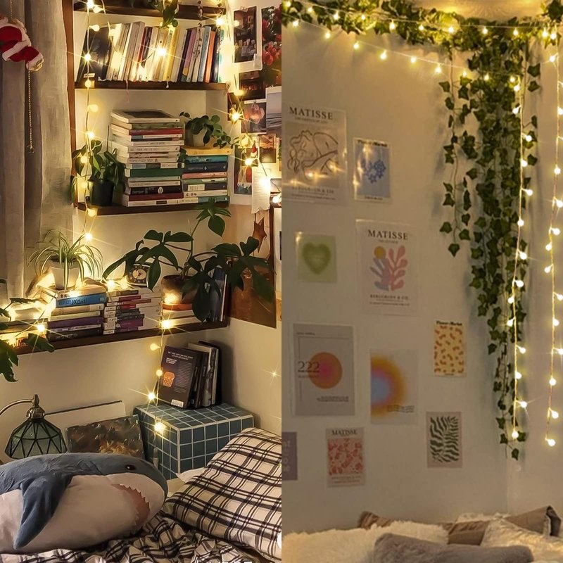 suddus Globe String Lights Bedroom, 50 Led Fairy Lights Plug in, Indoor String Lights for Classroom, Christmas, Backyard, Patio, Garden, Party, Bedroom, Living Room,Wall, Warm White