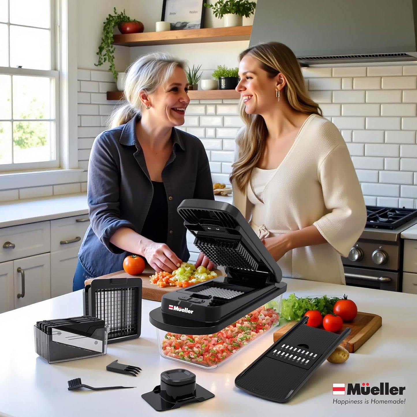 Mueller Pro-Series Vegetable Chopper - 10-in-1 Mandoline Slicer & Onion Mincer | Black Kitchen Essential