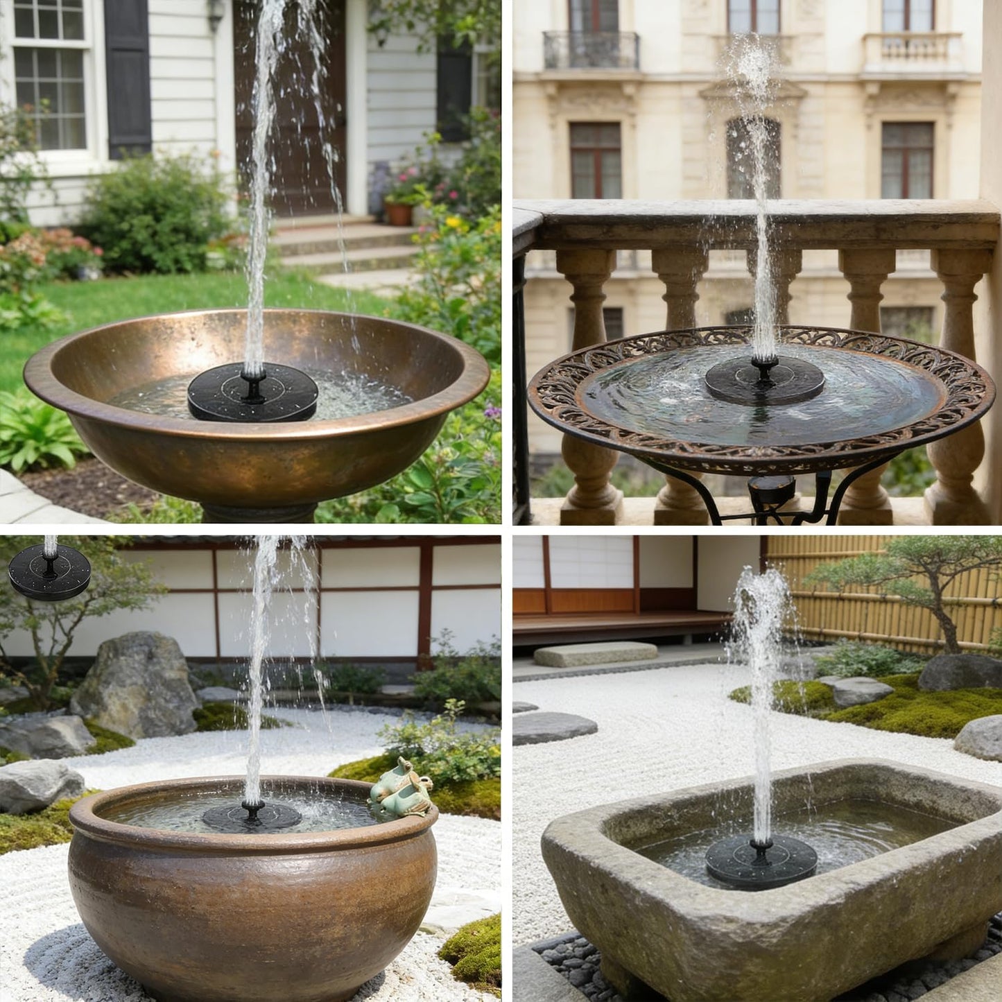 Skiennix Solar Bird Bath Fountain - Free Standing Floating Water Pump for Garden & Pond