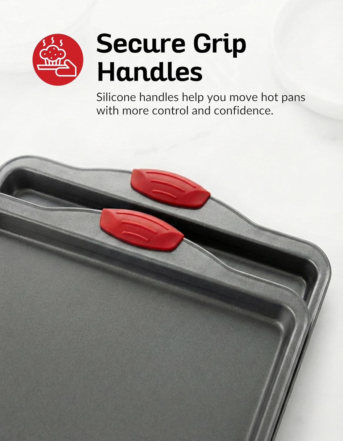 Premium Nonstick Baking Sheet Pans - Set of 3 Heavy-Gauge Carbon Steel | Warp, Dent & Rust-Resistant for Exceptional Baking