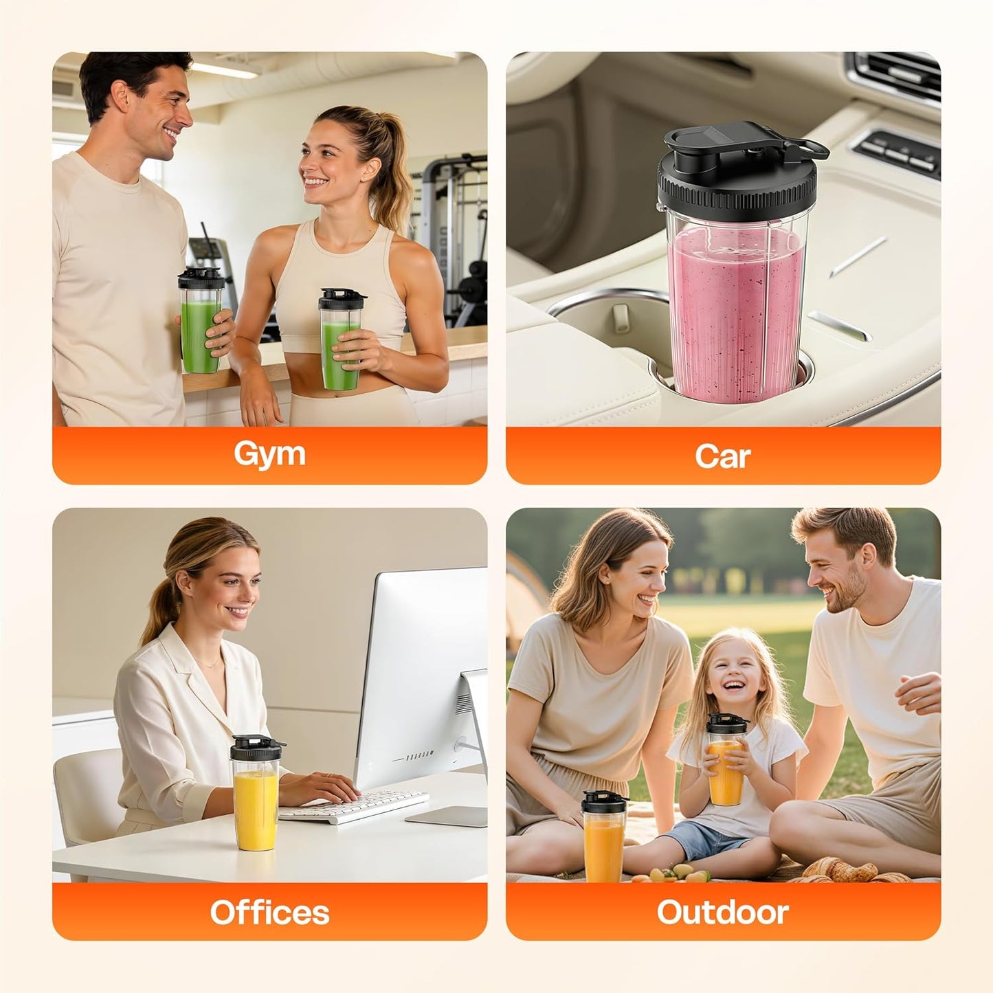 Turelar Portable Personal Blender - Smoothie Maker with 2 x 24oz Cups & Extra Lid | Ideal for Juices & Baby Food
