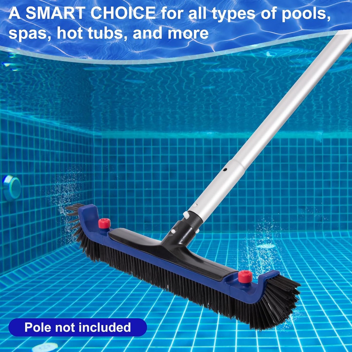 POOLAZA 20'' Curved Pool Brush - Heavy-Duty Brush Head with BPT Bristles for Inground Pools