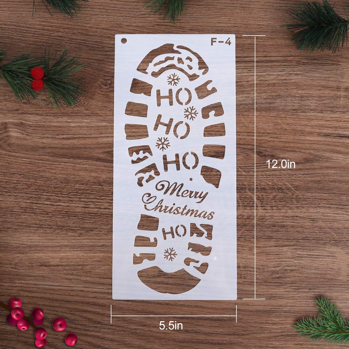 Mocoosy Christmas Stencils - 6 PCS Reusable Santa Footprints & Snowflake Templates for Holiday Crafts
