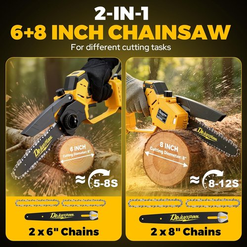 Dewalt Cordless Mini Chainsaw - 6 Inch & 8 Inch Brushless Electric Pruning Saw | Auto Oiler Included