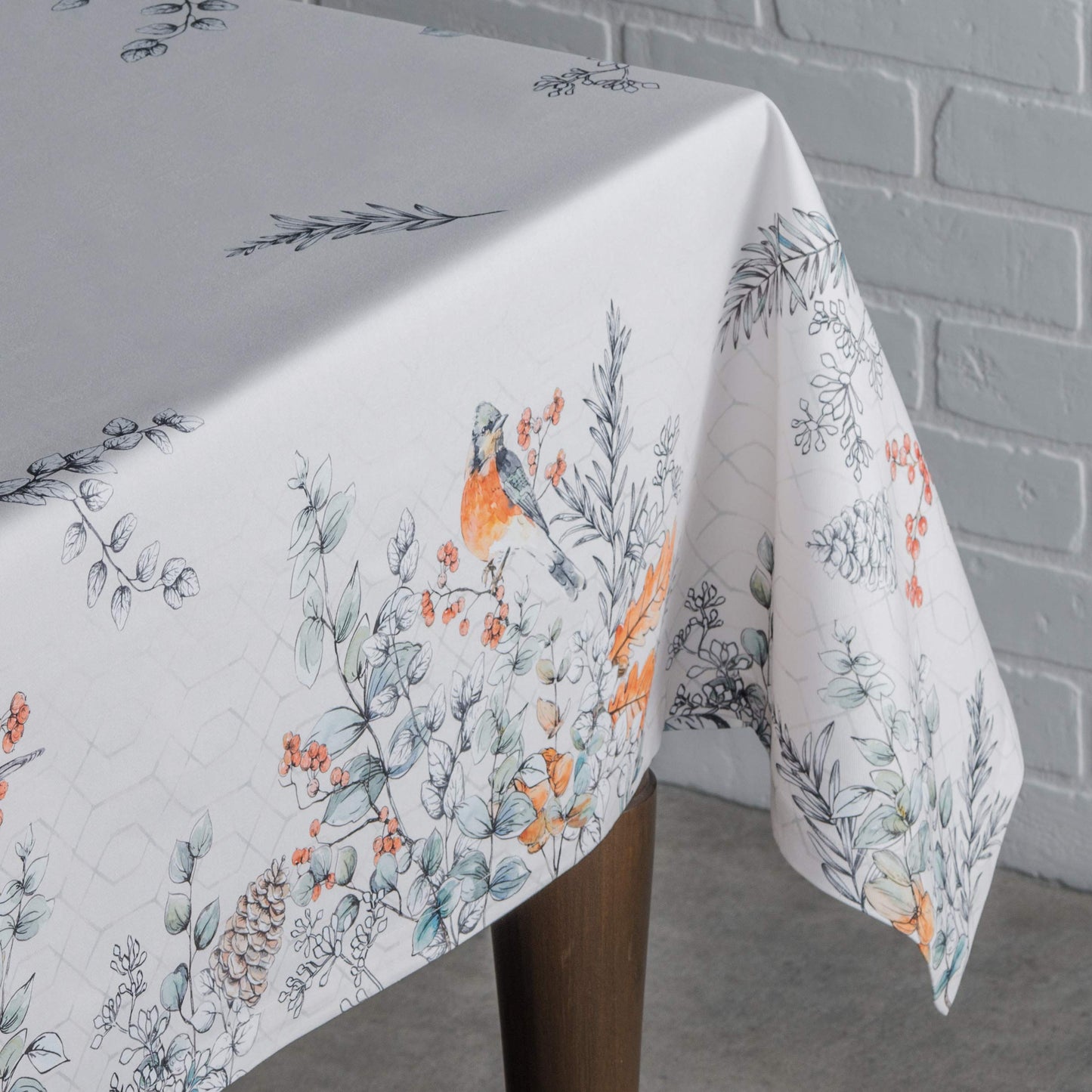 Maison d' Hermine Table Cloth Square Table 100% Cotton 54 x 54 Inches Fall Tablecloth Reusable Everyday Use for Thanksgiving Christmas Decorations Dining Farmhouse Party (Whitish Shabby Chique)