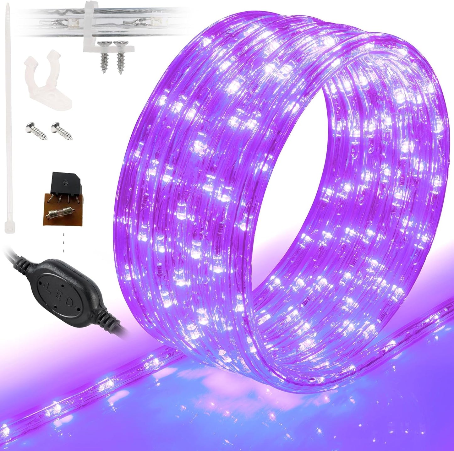 10ft Waterproof LED Rope Lights - 108 LEDs, Connectable Outdoor Christmas Decor