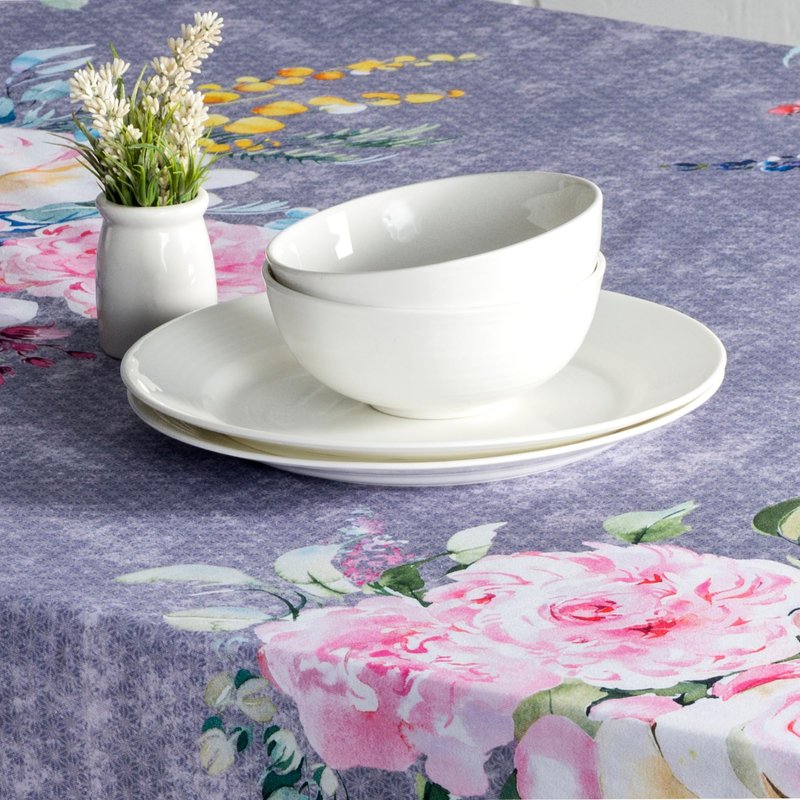 Maison d' Hermine Table Cloth Square Table 100% Cotton 60 x 60 Inches Tablecloth Reusable Decorative for Dining Kitchen Farmhouse Home Gifts for Mothers Day Spring Summer- Sweet Rose Lavender - Lush