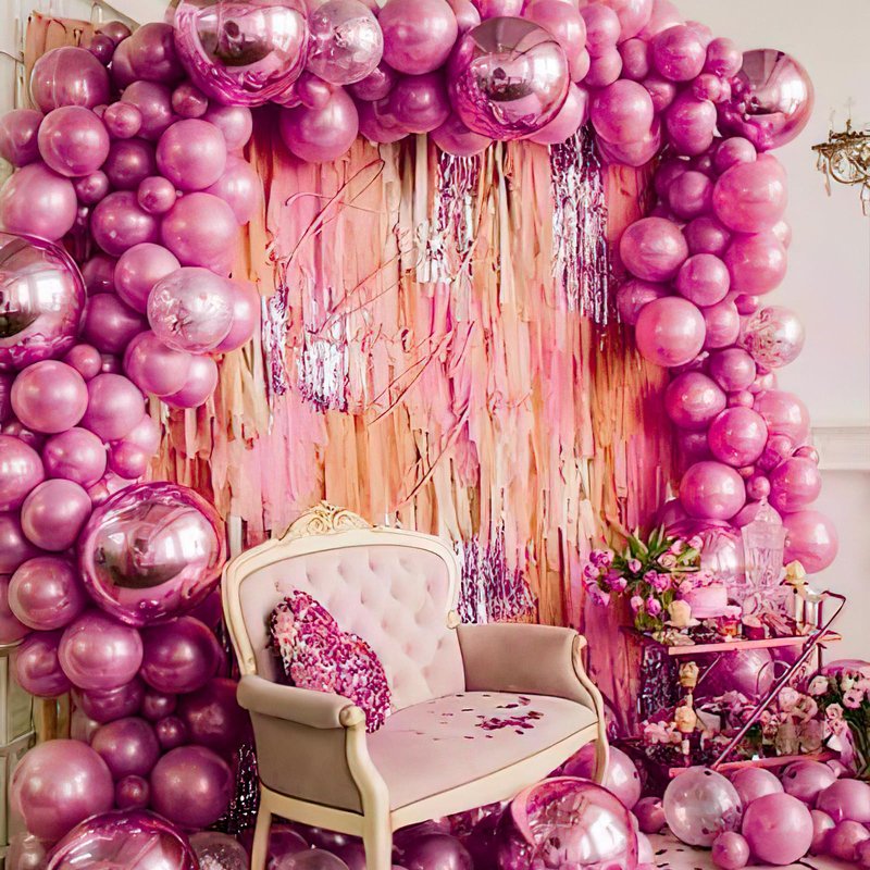 PartyWoo Hot Pink Balloons 140pcs Different Sizes of 18 12 10 5 Inch Metallic Pink Magenta Fuchsia Balloon Arch Kit for Engagement Bachelorette Baby Shower Anniversary Birthday Party Decorations