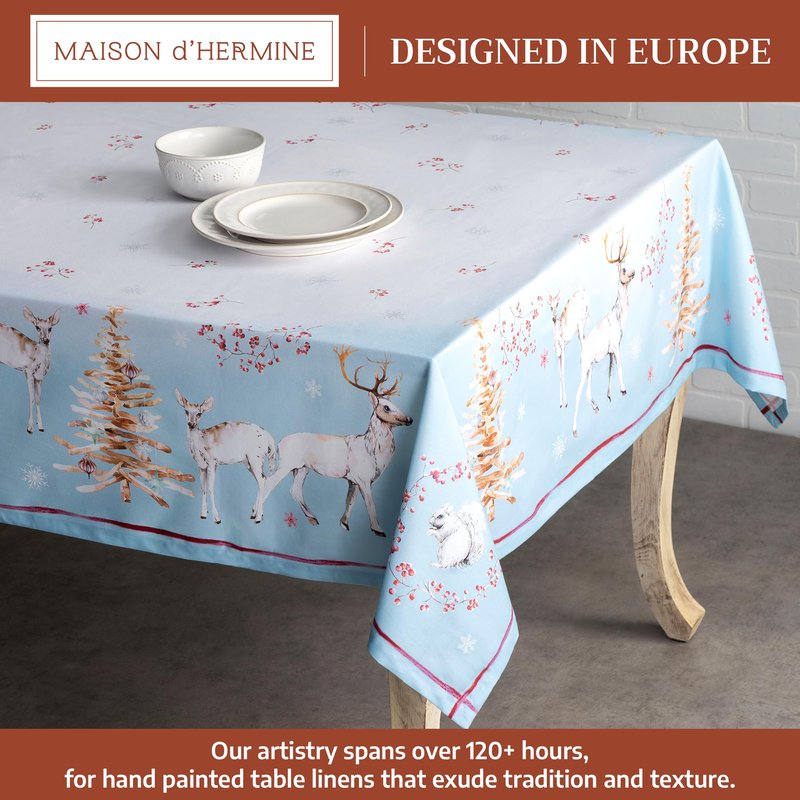 Maison d' Hermine Table Cloth Rectangle Table 100% Cotton 70 x 90 Inches Fall Tablecloth Reusable Everyday Use for Thanksgiving Christmas Decorations Dining Farmhouse Party (Fairy Tale Forest)