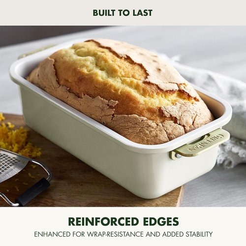 GreenPan Bakeware Set - 7 Piece Nonstick Ceramic Baking Set with Gold Handles | PFAS & BPA Free, Cream