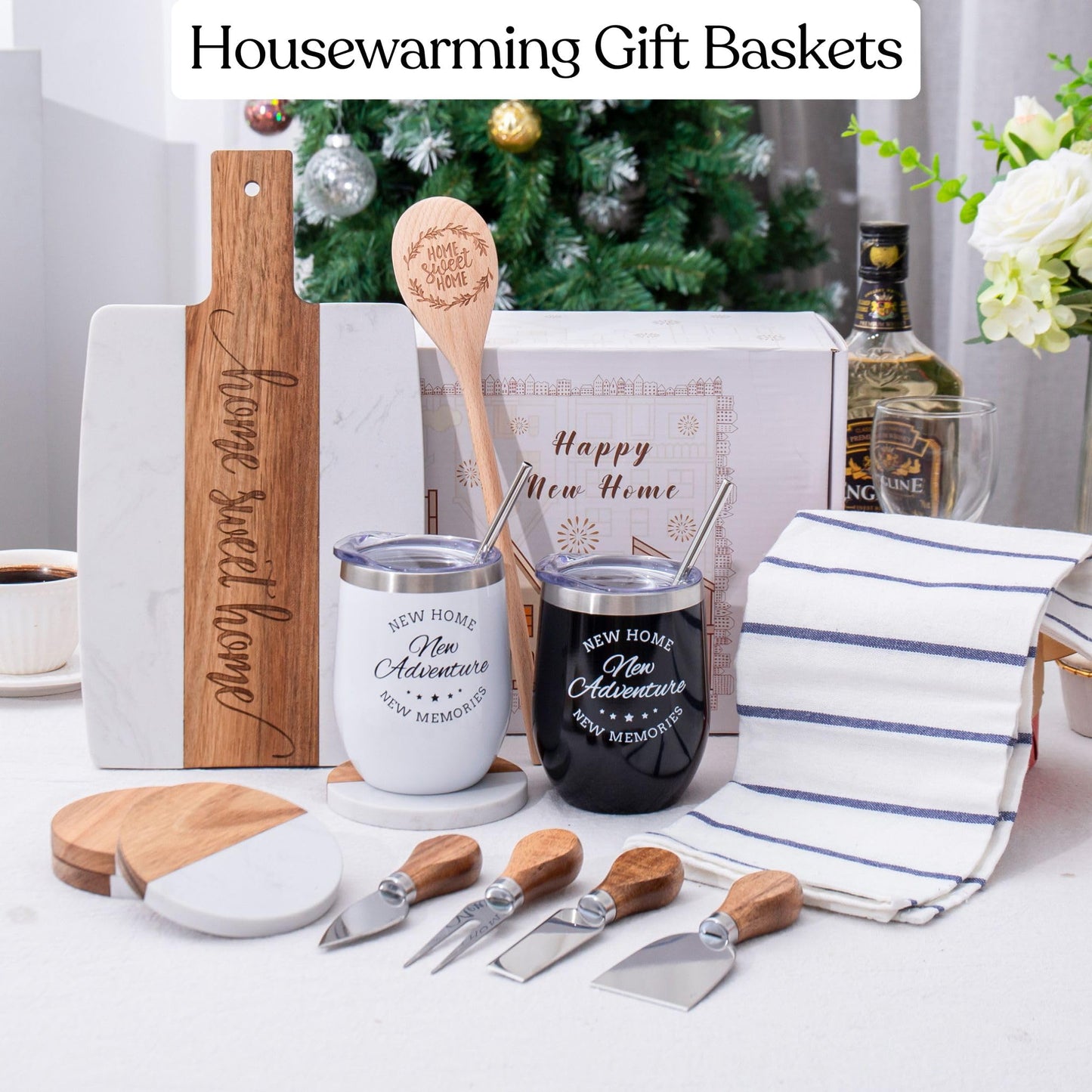 House Warming Gifts New Home Couple, Housewarming Gift Baskets for Women,Clients, Homeowner, Closing Gifts for Home Buyers, New Apartment, First Home Gifts, House Essentials for New Home Gift Ideas
