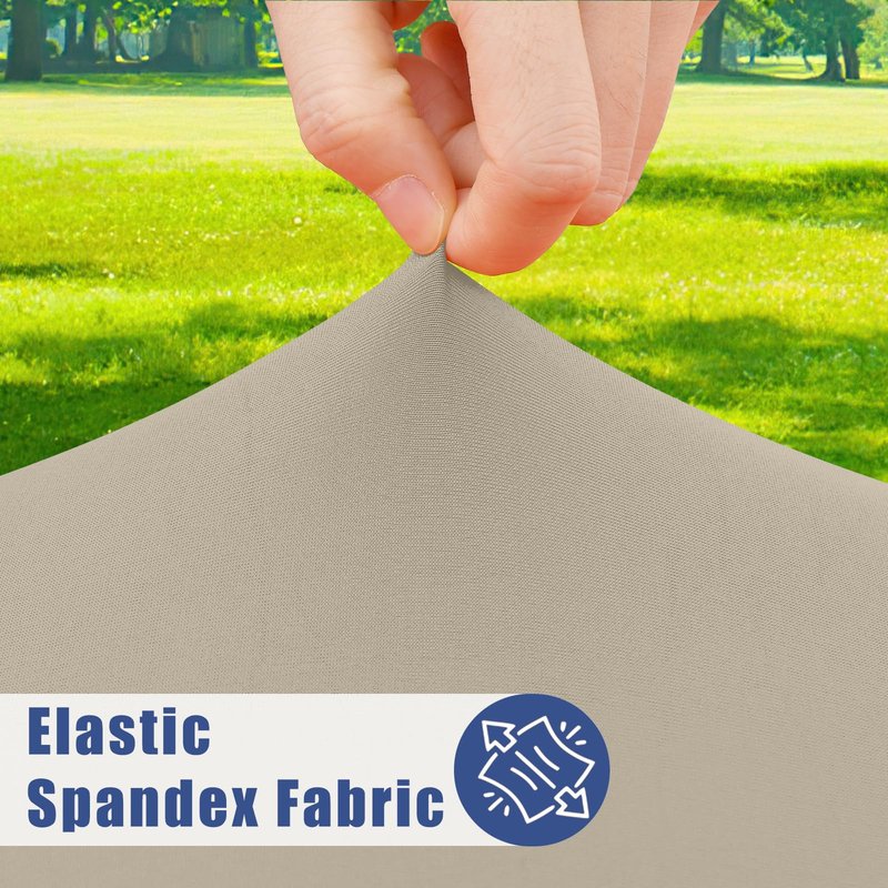 Moosfor Round Spandex Tablecloth, Elastic Fitted Waterproof Tablecloths for 45"-56" Tables, Stretch Washable Picnic Table Cover for Camping, Dining, Indoor and Outdoor, Taupe