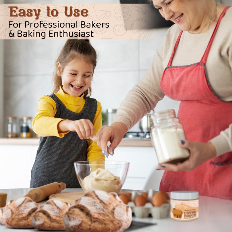 Living Dough - 900 Year Old Sourdough Starter Culture - Active & Live Organic Sourdough Starter for Baking - For Artisan Bread, Pizza Dough, Waffles & More