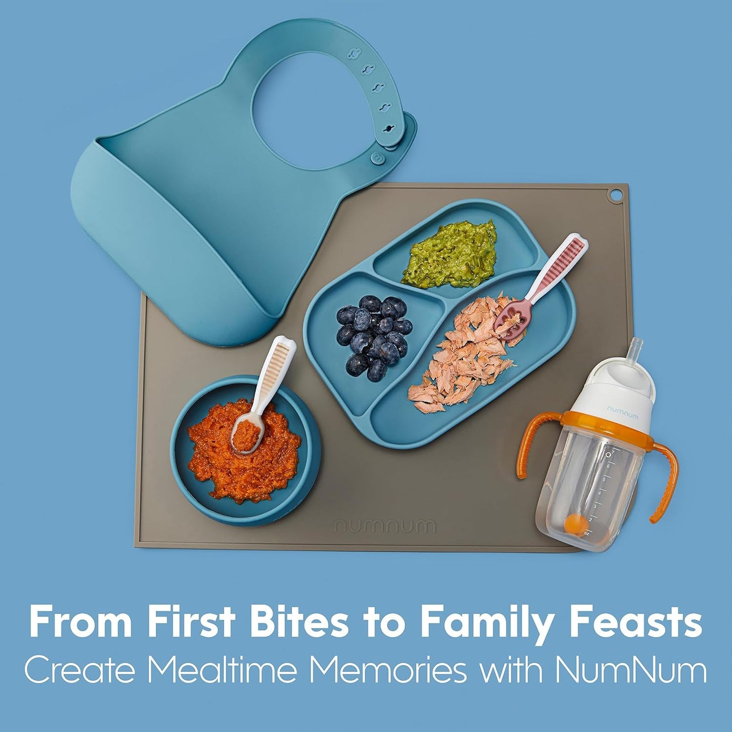 NumNum Baby Spoons Set - GOOtensils for Self-Feeding | BPA-Free Silicone Utensils, 6 Pack for 6+ Months