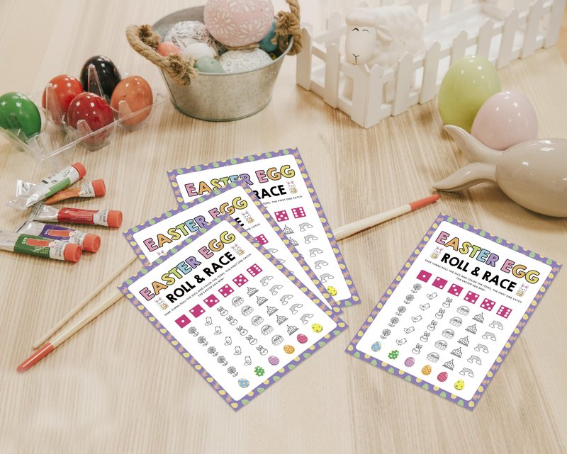 Xeqej 25 Easter Egg Roll Dice Game Cards, Easter Family Games, Easter Egg Games, Roll A Dice Activity, Easter Party Supplies, Easter Party Favors, Family Activities, Fun Group Game for Family-1