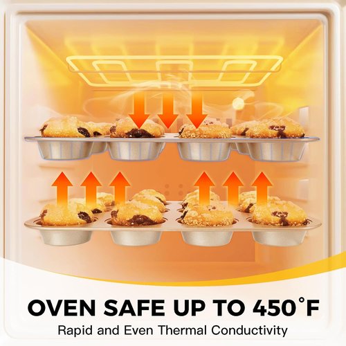 HONGBAKE 10-Piece Bakeware Set | Nonstick Baking Pans with Wider Grips - Champagne Gold