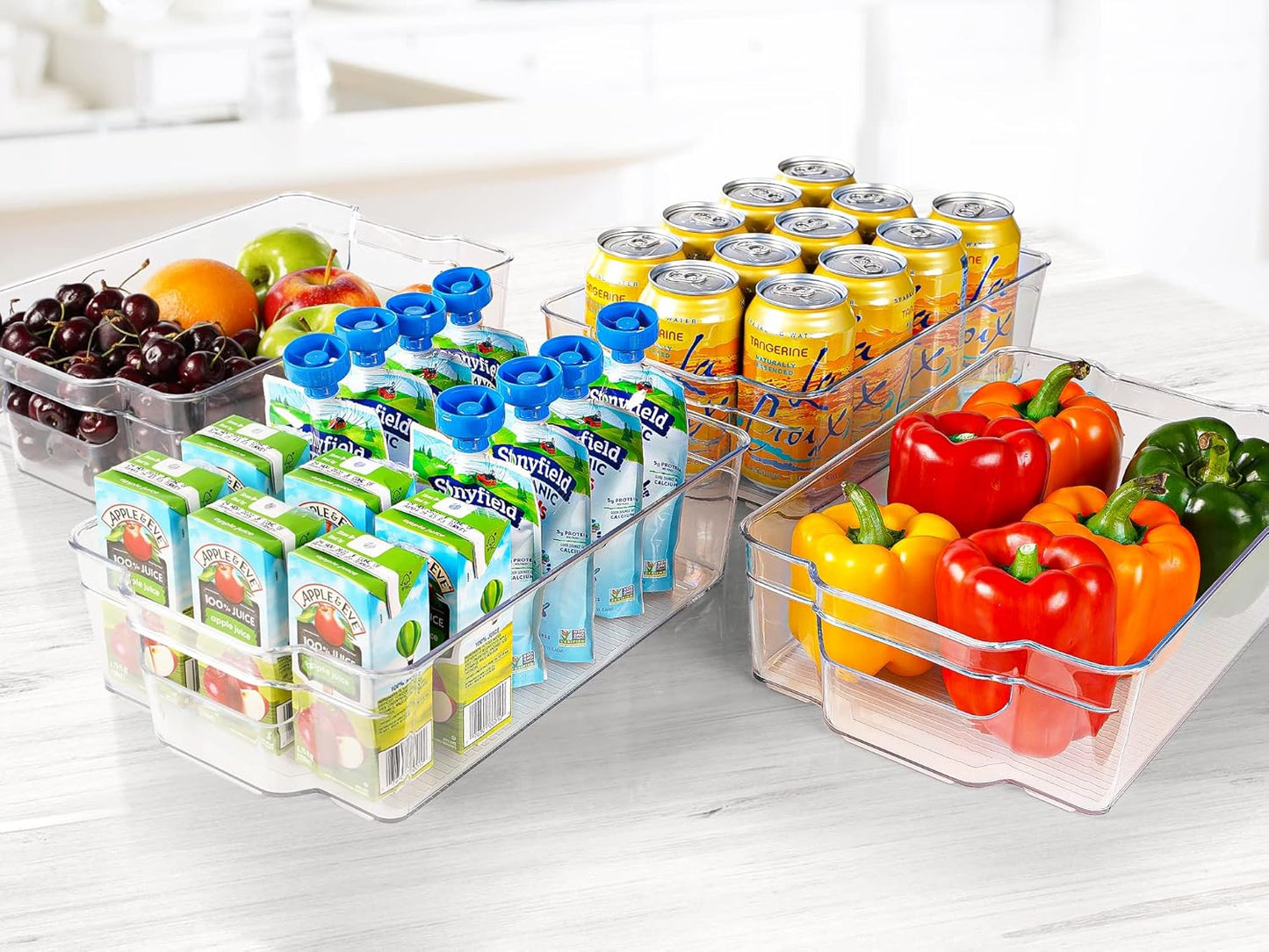 Zulay Kitchen Clear Refrigerator Organizer Bins - Large BPA-Free, Durable Storage Containers (4 Pack)