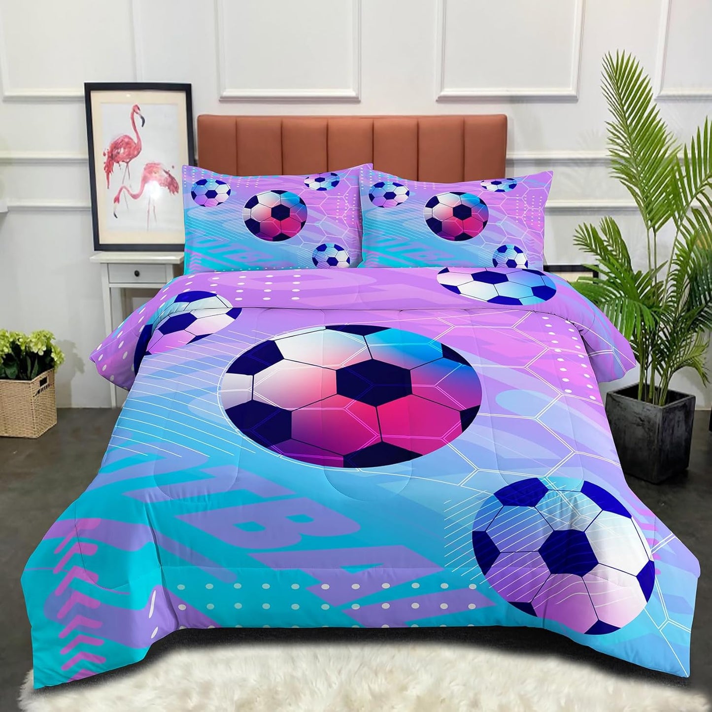 Peopleareok Unicorn Full Comforter Set for Girls Kids, Cute Pink Purple Unicorn Print Bedding Set Full, 5-Piece Bed in a Bag, Kids Cartoon Kawaii Comforter with Sheet Set