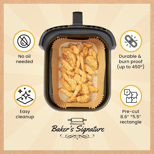 Baker's Signature Air Fryer Liners - 125 Pcs Non-Stick Parchment Paper for Ninja Foodi & Instant Pot Vortex Plus