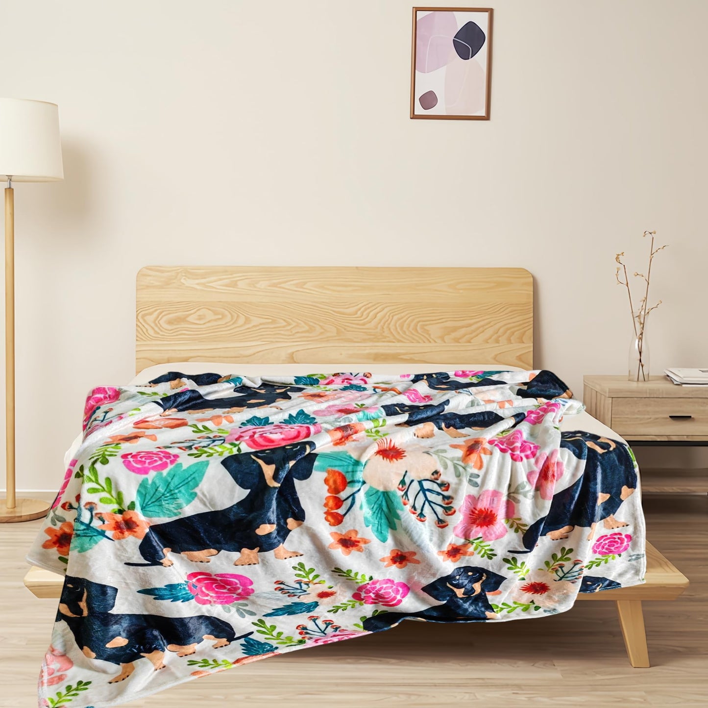 Koesnbre Cute Dachshund Blanket for Women Girls Kids Adults 50" x 60", Dog Flannel Throw for Sofa Couch Bed Living Room, Gifts for Animal Lovers