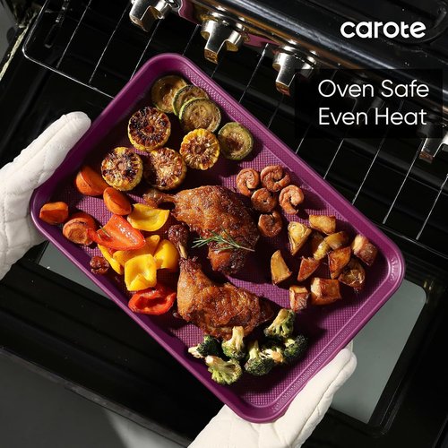 CAROTE 3-Piece Baking Pan Set - Versatile Bakeware with 13", 15", & 17" Cookie Sheets in Royal Violet