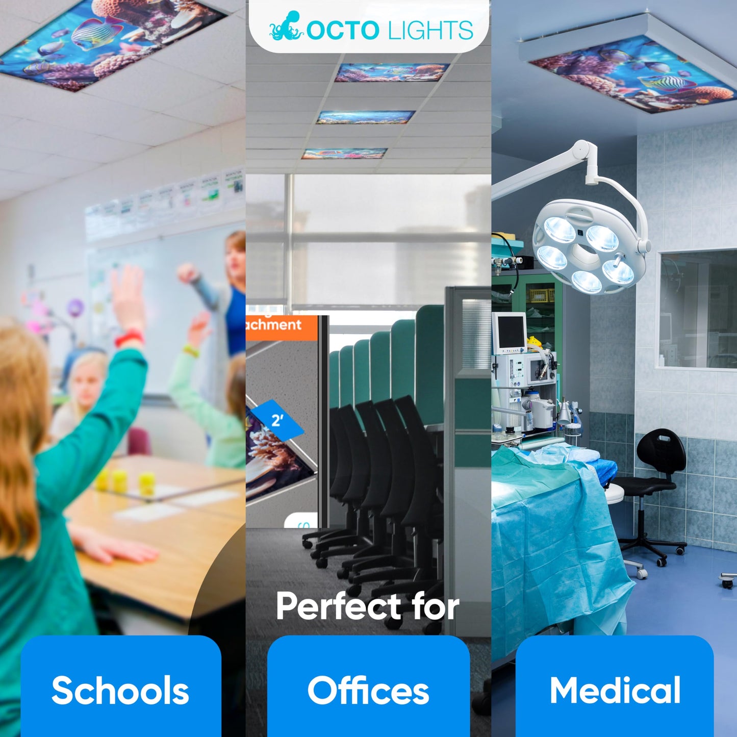 Light Covers for Ceiling Lights Classroom - Magnetic Ocean Cover for Fluorescent Or LED Fixture - Must Haves for Teacher Supplies - Home, Office Cubicle Decor - Calming Overhead Lighting