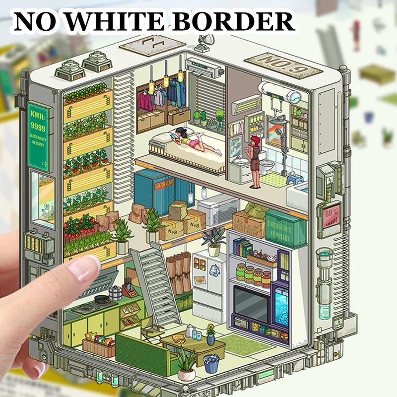 SZXYCZL Ultramodern Style Miniature Scene 4 Sets DIY 3D Stickers Scene Ultra Modern Futuristic, Make You Own Mini House Sticker Therapy for Teen Adult Relief Pass The Time-Ultramodern Style