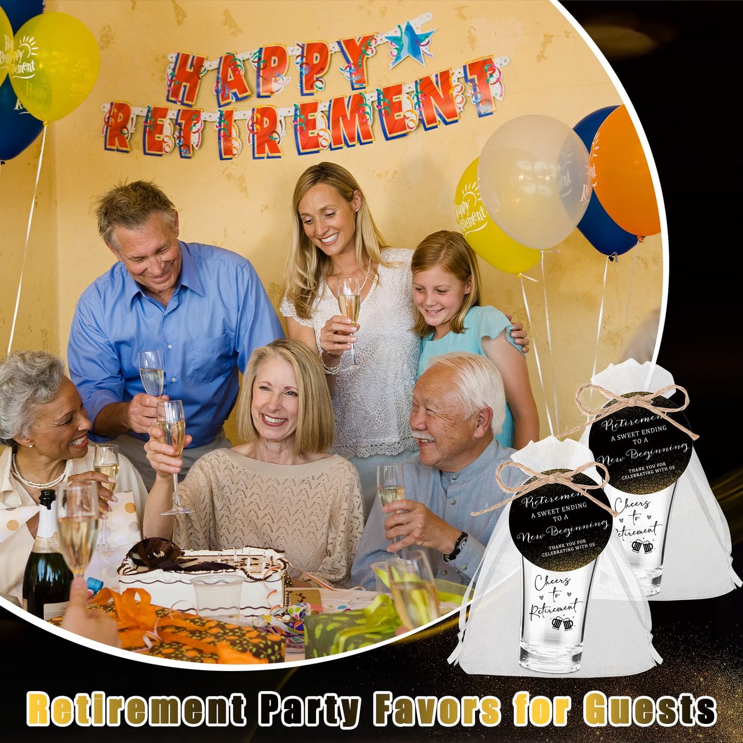 Havawish 50 Sets Retirement Party Favors for Guests 1.2 oz Cheers to Retirement Shot Glasses Acrylic Clear Shot Cups with Thank You Tags Organza Bag Retirement Decoration Gifts for Retired Men Women
