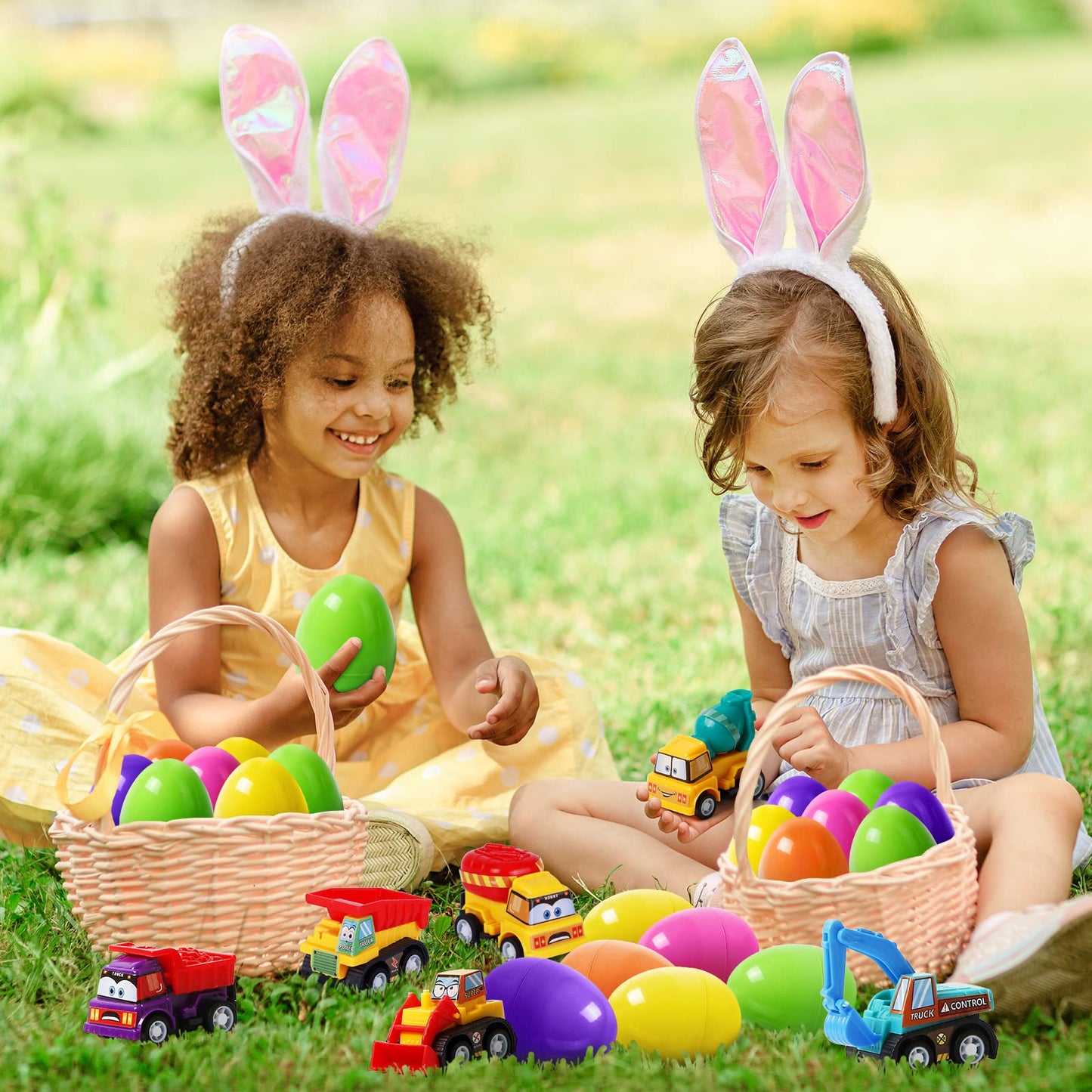 ZenBombs Easter Eggs with Cars Inside - 12 PCS Prefilled Easter Eggs with Pull-Back Toy Cars - Kids Easter Basket Stuffers & Party Favor Toys for Boys and Girls Over Age 3 Years Old