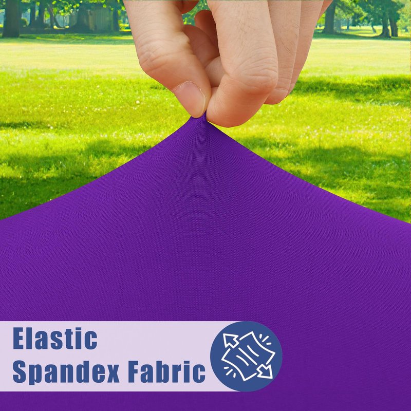 Moosfor Round Spandex Tablecloth, Elastic Fitted Waterproof Tablecloths for 45"-56" Tables, Stretch Washable Picnic Table Cover for Camping, Dining, Indoor and Outdoor, Purple