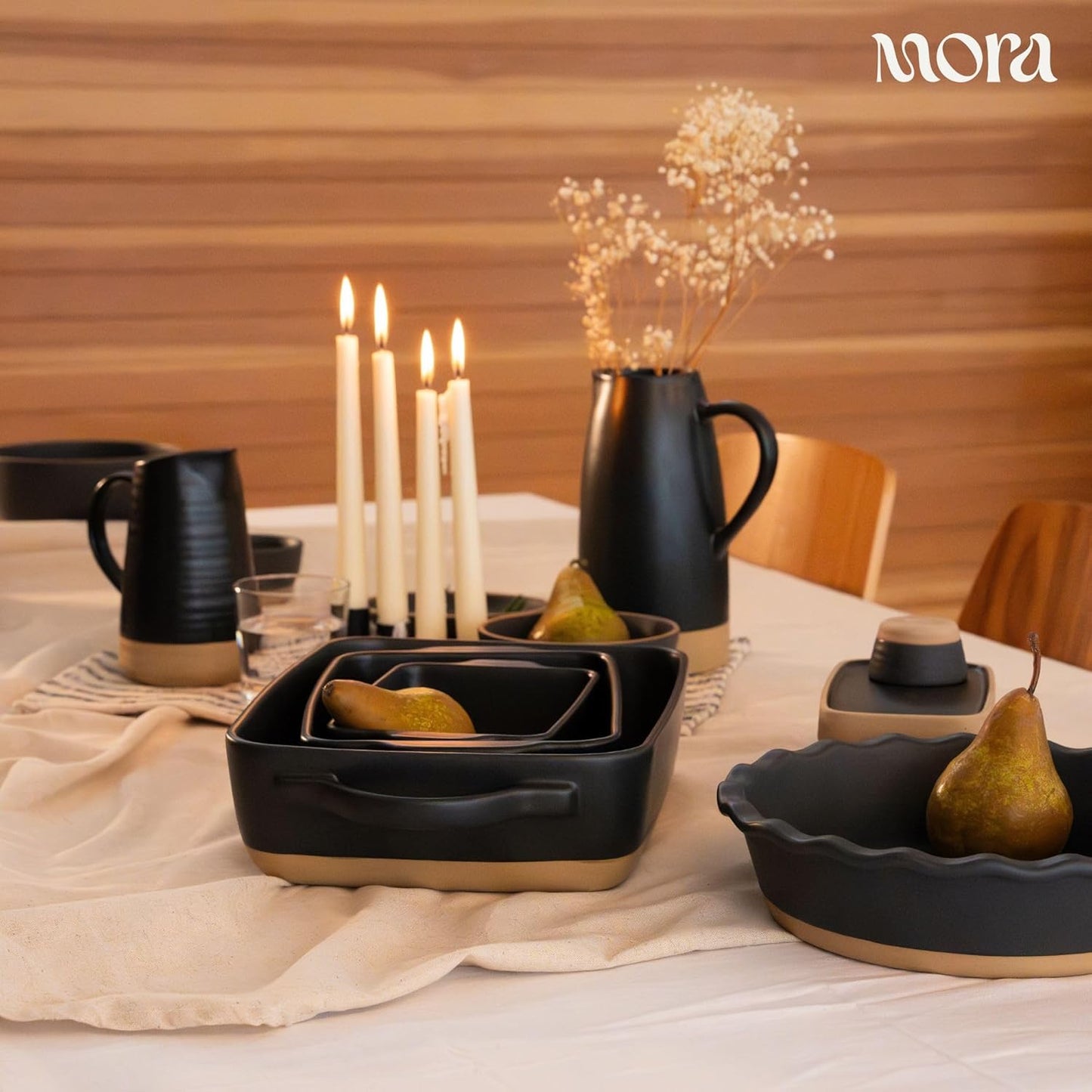 Mora Ceramic Baking Dish - Large 9x13 in Extra Deep Casserole Pan | Versatile Porcelain Bakeware in Liquorice
