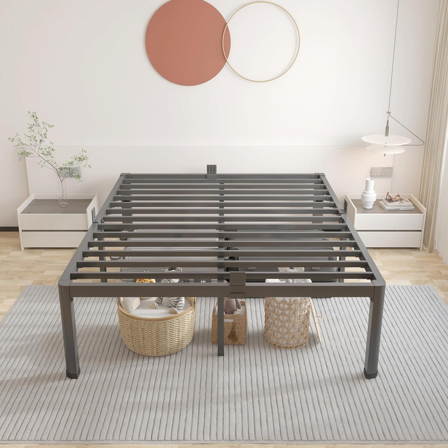 ROIL 18-Inch Queen Bed Frame - Heavy-Duty Metal with Rounded Corners & Headboard | No Box Spring Needed