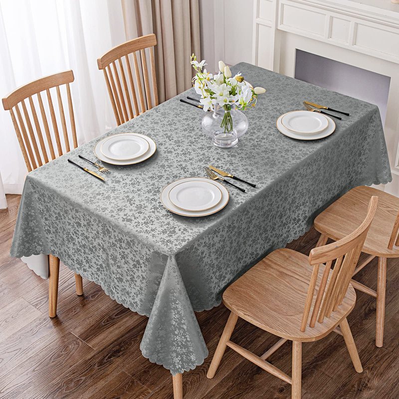 Smiry Rectangle Table Cloth, Waterproof Heavy Duty Vinyl Tablecloths, Wipeable Washable Table Cover for Kitchen and Dining Room (Grey, 70" X 90")
