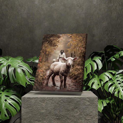 Christian Wall Decor - Jesus And Lamb Art | 11" X 15" Religious Home Decor & Baptism Gift
