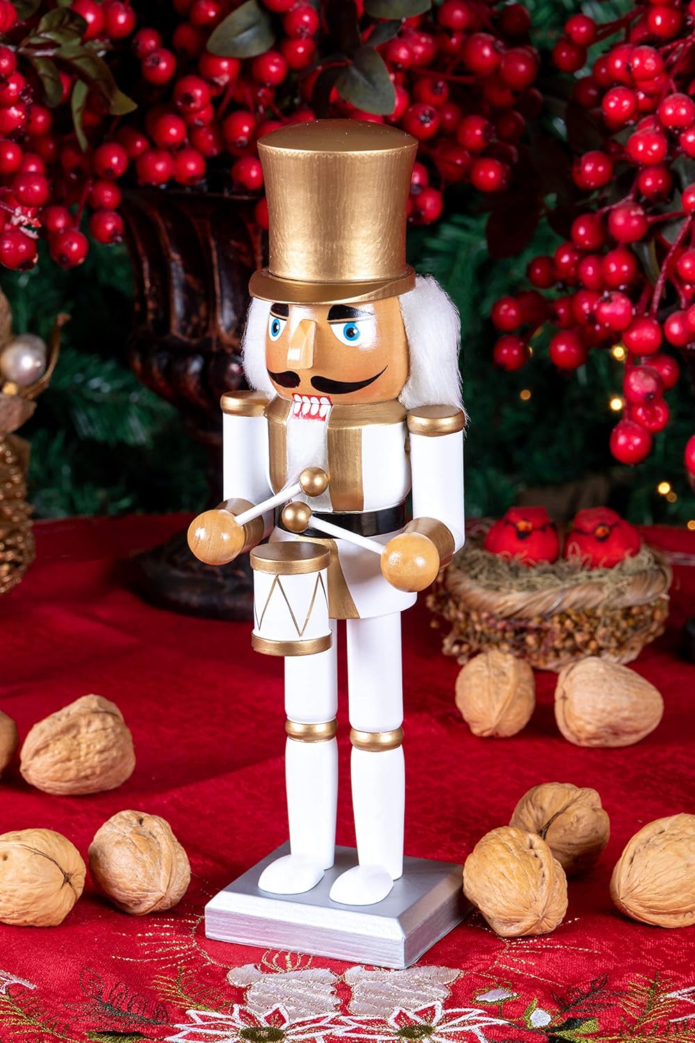 Red Prince 12-Inch Wooden Nutcracker - Festive Christmas Décor for Shelves & Tables