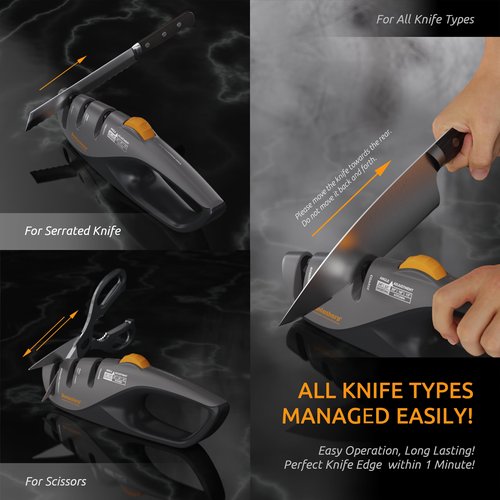 Bonlasharp 5-Angle Adjustable Knife Sharpener for Kitchen, Scissors & Pocket Knives – Precision 15°-24° Sharpening, Coarse & Fine Slots, Non-Slip Base, Ergonomic Handle, Safe & Easy to Use