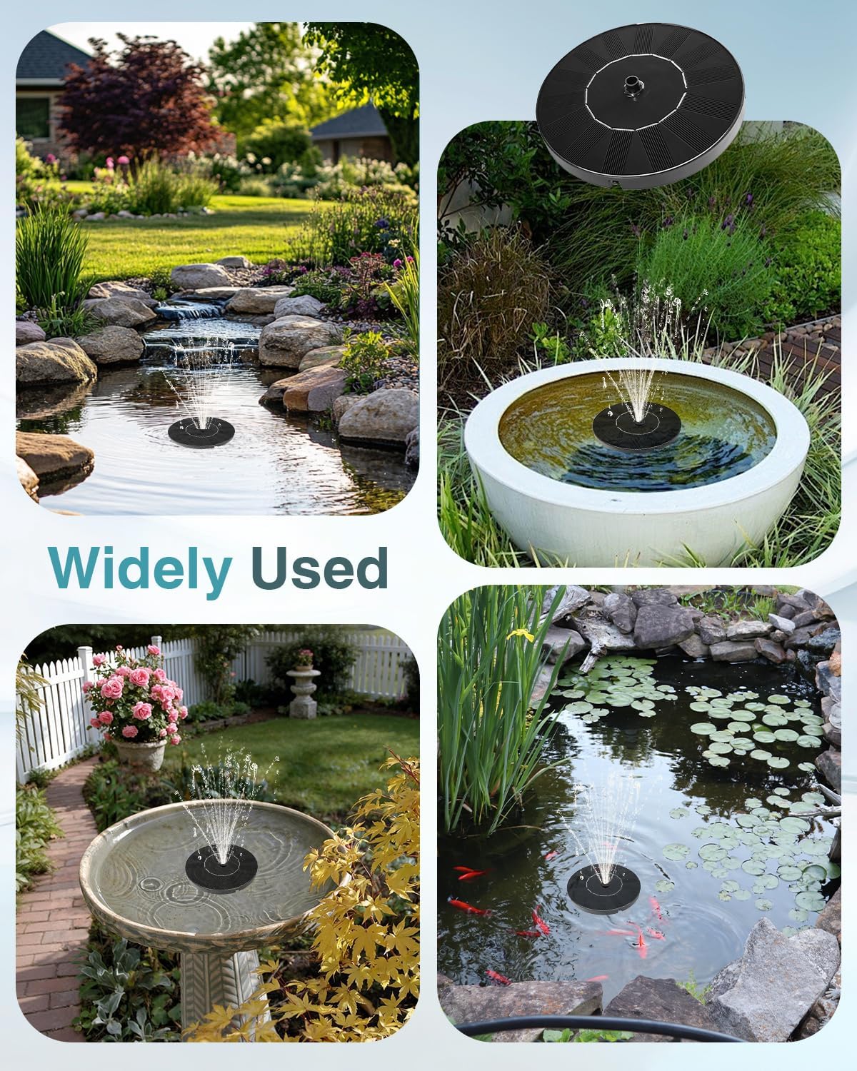 Solar Water Fountain - 2026 Upgraded Solar Powered Pump with 6 Nozzles for Bird Bath & Garden
