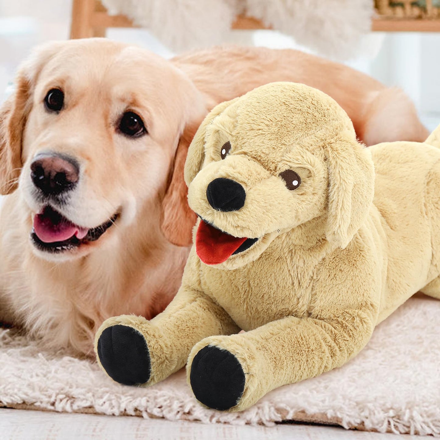 Lanmore 29" Dog Stuffed Animal Large Puppy Plush Golden Retriever Dogs Hugging Pillow for Kids Girlfriend, Gift for Birthday Christmas Valentine's Day Halloween(Light Brown)