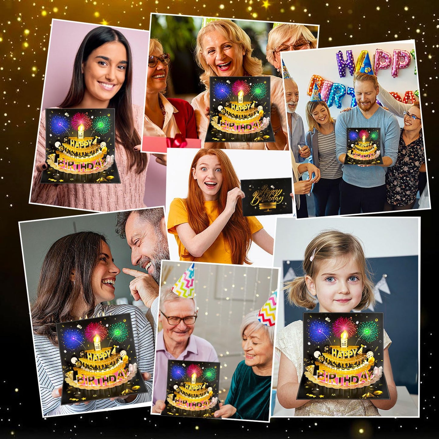 Bevbovcard Pop Up Birthday Cards for Men - LED Light & Music with Blow The Candle, 3D Balloons, Singing Happy Birthday gifts Card for Husband - Women, Kids, Son, Her, & Dad