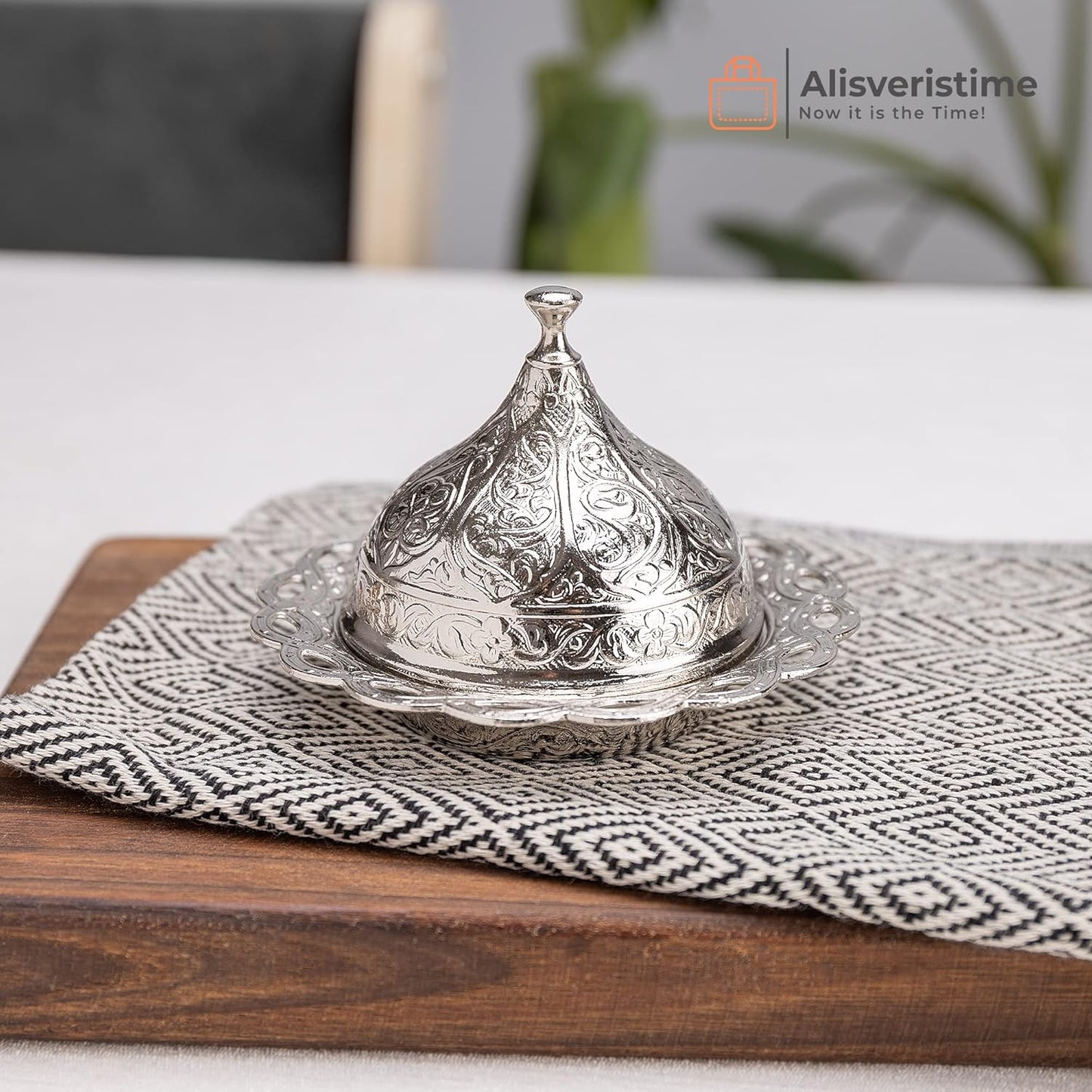 Alisveristime Turkish Coffee Set for Two - Authentic Ottoman Style Cups, Saucers, and Serving Tray with Lale Motifs (Acur) (Copper)