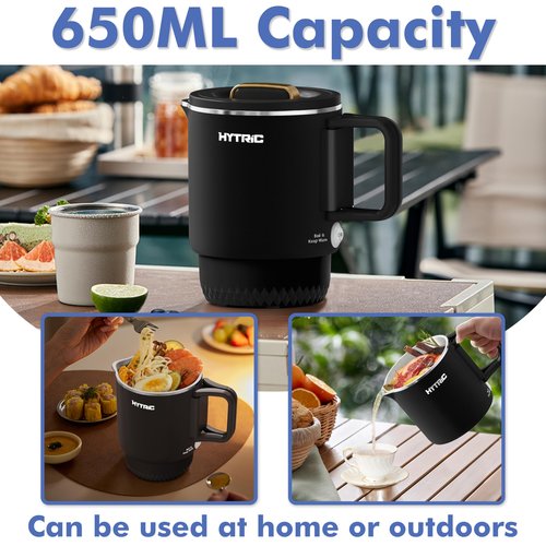 HYTRIC Travel Electric Kettle, 650ML Foldable Small Electric Kettle, Stainless Steel Portable Kettle with Dual Power Control, Collapsible Small Kettle Electric, Auto Shutoff & Boil Dry Protection
