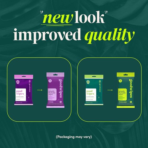 Goodwipes Flushable Wipes - Extra Large Travel Size Wet Wipes | Portable & Sewer Safe - Botanical Bliss & Lavender, 108 Count (6 Packs)