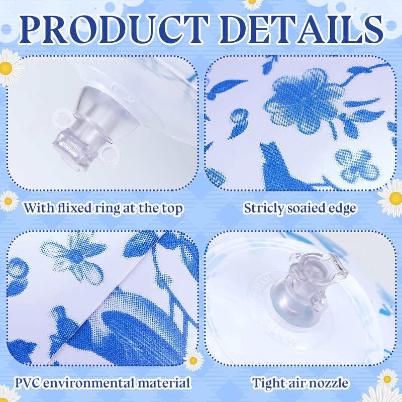 Realspring 12 Pcs 12 Inch Inflatable Blue and White Easter Eggs Decorations Chinoiserie Porcelain Easter Inflatables Outdoor Decor Spring Large Blow up Hanging Egg Ornaments for Holiday Party Supplies
