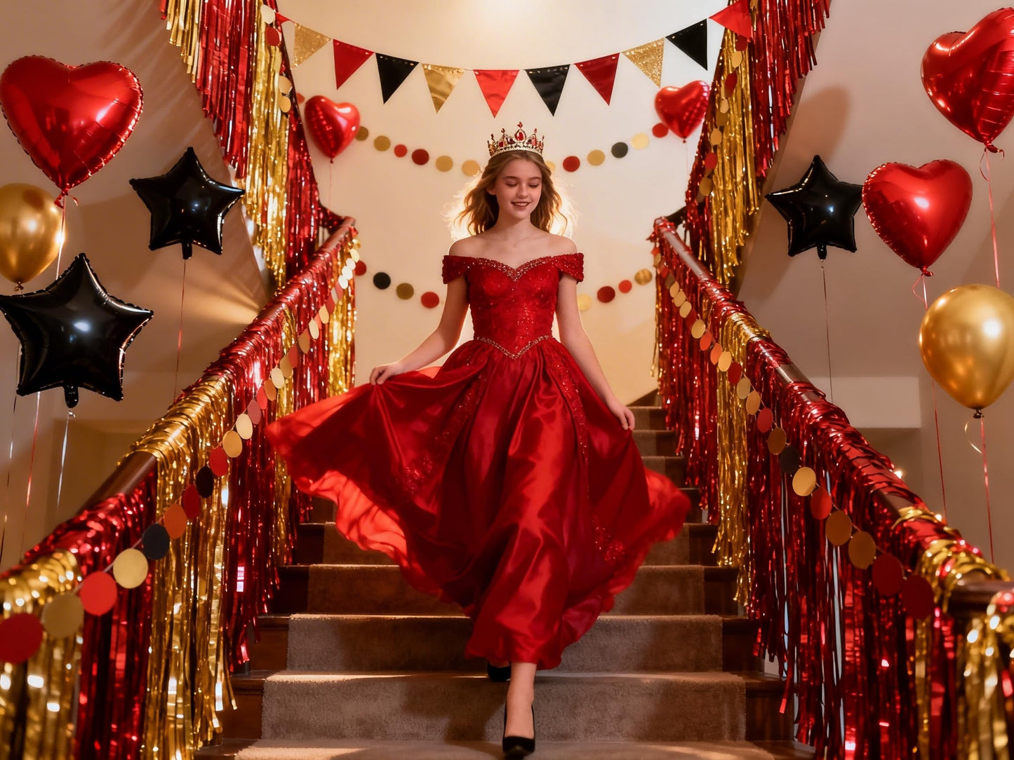3 Packs Red Gold Foil Fringe Curtains Extra Wide 9.9ft for Birthday Party Tinsel Backdrop Movie Night Decor Farewell Party Streamer,Retirement Decorations, Backdrop for Graduations Each 3.3 x 6.5 ft