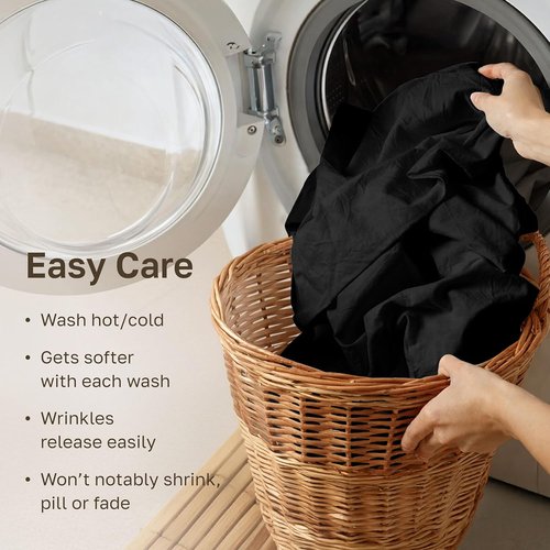 California Design Den King Size Pillowcase Set - 400 Thread Count 100% Cotton Sateen, Soft & Breathable - Black