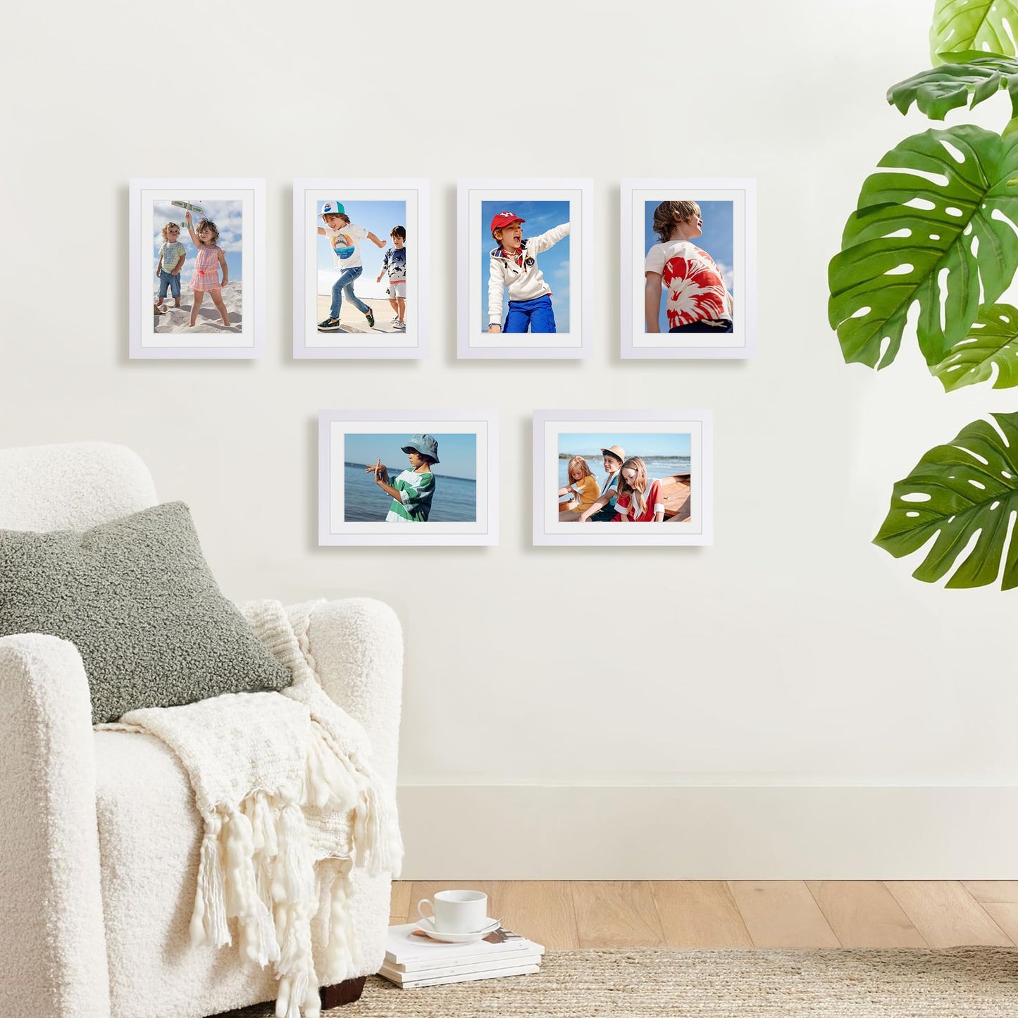 Lavezee 5x7 White Picture Frame Set of 10, Bulk Collage Frames for Photos 4x6 with Mat or 5x7 without Mat, Table Top and Wall Mounting Decor
