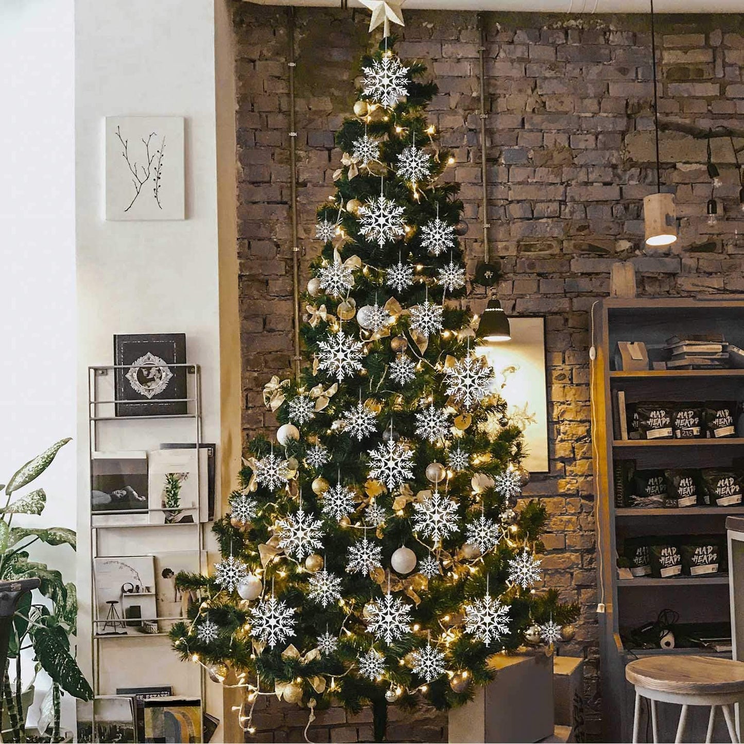 Tmflexe White Snowflake Ornaments - 110 Pieces for Christmas Decoration | DIY Art Crafts in 6 Sizes